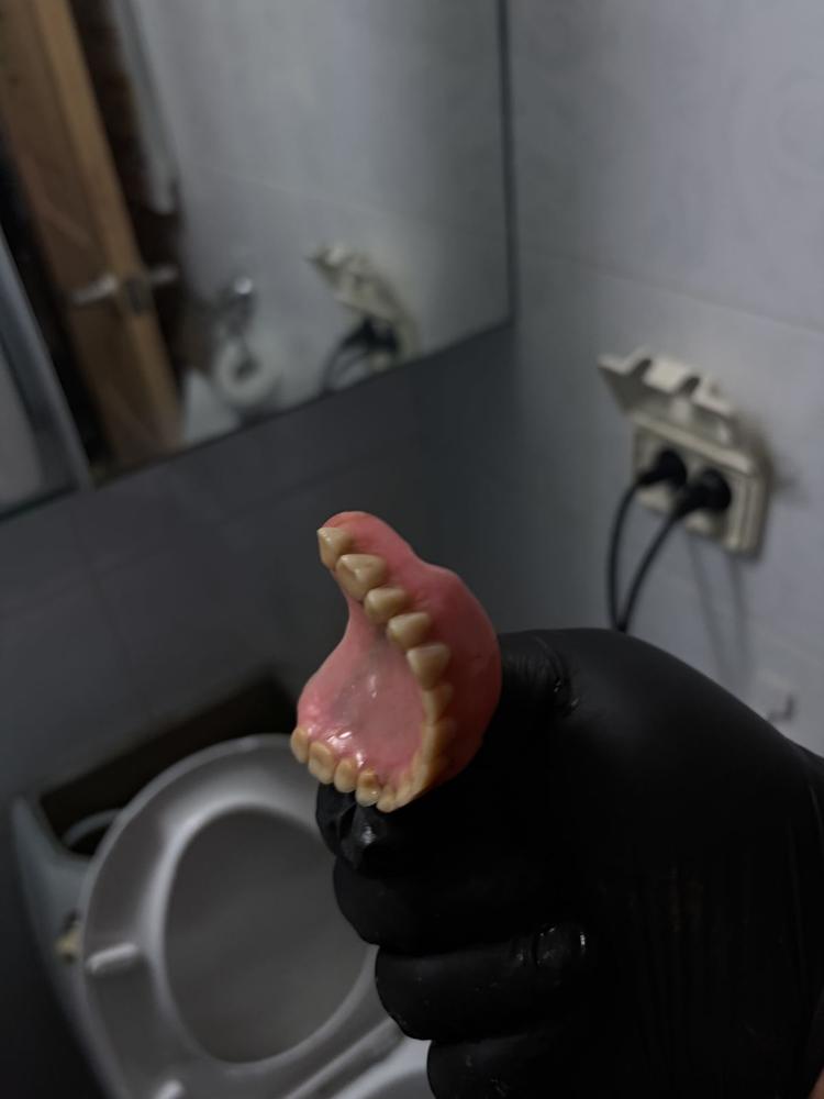 변기에서 나온 틀니